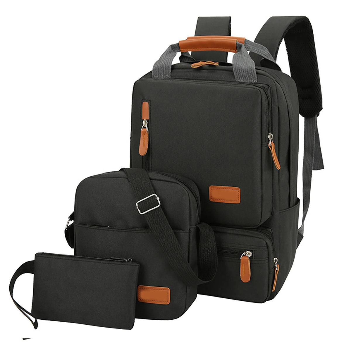 Conjunto de mochila para ordenador portátil para hombre y mujer, bolso de hombro con bolsillo pequeño para viaje, escuela, negocios, trabajo y Universidad, 3 piezas