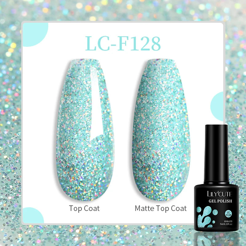 LILYCUTE-esmalte en Gel para uñas, barniz semipermanente para manicura, con LED UV, 129 colores, 7ML
