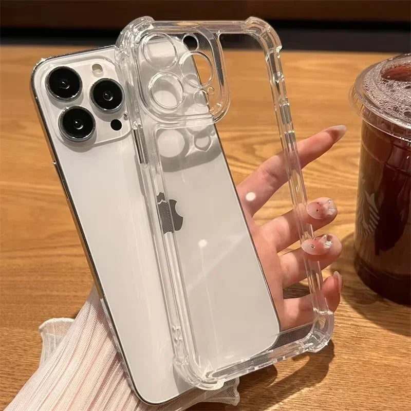 Funda de teléfono transparente a prueba de golpes de lujo para iPhone 17 Pro 16 15 14 13 12 11 17 Pro Max 17 Air Clear funda de parachoques suave