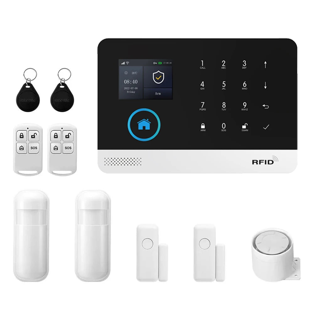 PGST alarma antirrobo inteligente WiFi 4G Works with Tuya Smart Life sistema seguridad inalámbrico hogar apartamento control remoto app sensores puerta ventana instalación rápida sin tarifas adicionales