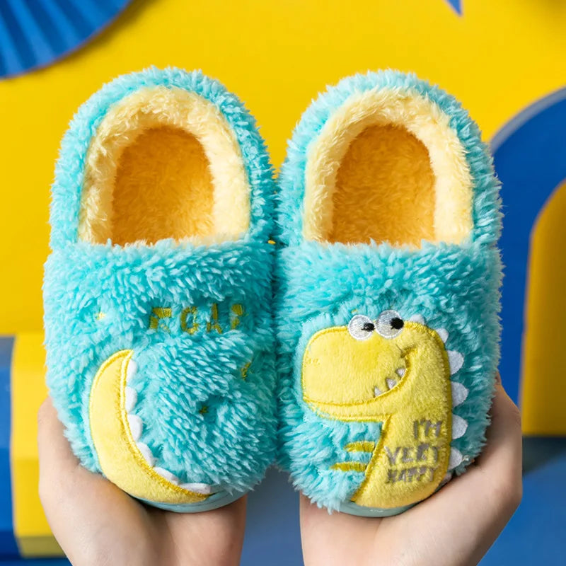 Zapatillas de algodón para bebé de 1 a 3 años, 2 hombres, Otoño/Invierno, antideslizantes para interiores, zapatos de algodón de felpa para niños, bolso con tacón para el hogar