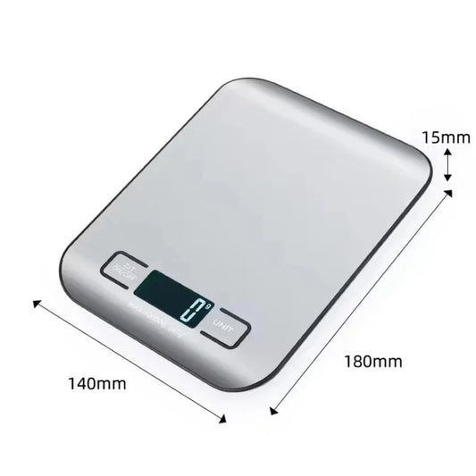 Báscula Digital de Cocina con Pantalla LED, 5 kg/1 g, Acero Inoxidable, Pesaje Electrónico para Alimentos, Joyas, Aperitivos, Repostería, Herramientas para el Hogar