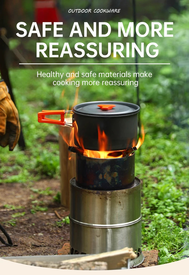 Juego de Cocina para Acampar, Juego de Utensilios de Cocina para Exteriores, Utensilios de Cocina Portátiles de Aluminio, Ollas, Tazones, Hervidores, Equipo para Picnic y Senderismo
