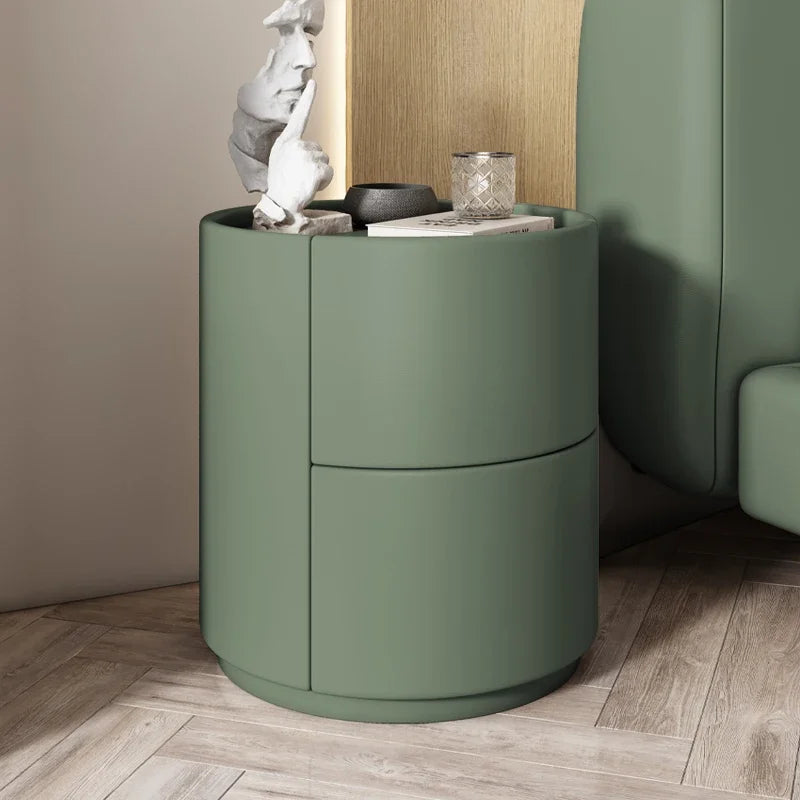 Gabinete lateral para sofá de sala de estar, mesita de noche redonda creativa de madera maciza, nuevo gabinete de almacenamiento para dormitorio pequeño y moderno y sencillo