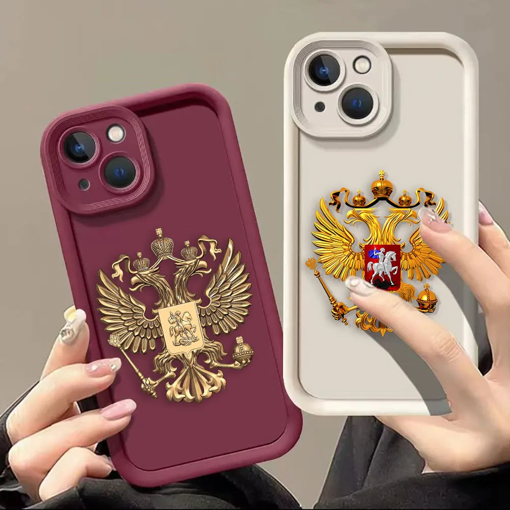Funda de teléfono con emblema de banderas rusas para iPhone 15 14 13 12 11 Pro XS Max X XR SE 7 8 6 6S Plus Funda de silicona suave Funda Coque