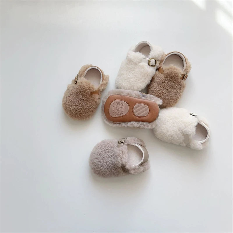 Otoño Invierno, zapatos para bebés, niños y niñas, zapatos gruesos de felpa para bebés, zapatos cómodos de suela blanda para niños pequeños, zapatos para caminar