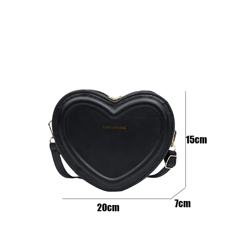 Bolsos cruzados con forma de corazón para mujer, bolso de hombro de cuero Pu sólido, bolsos casuales para mujer, bolsos de diseñador para mujer, nuevo