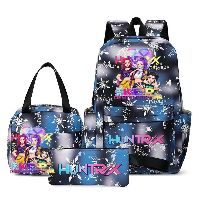 Mochila escolar KPop Demon Hunters, juego de 3 piezas, bolsa de almuerzo, estuche para lápices, regalo de regreso a la escuela para niñas, mochila de ocio, bolsas de viaje para adolescentes