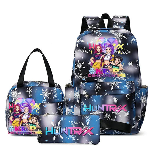 Mochila escolar KPop Demon Hunters, juego de 3 piezas, bolsa de almuerzo, estuche para lápices, regalo de regreso a la escuela para niñas, mochila de ocio, bolsas de viaje para adolescentes