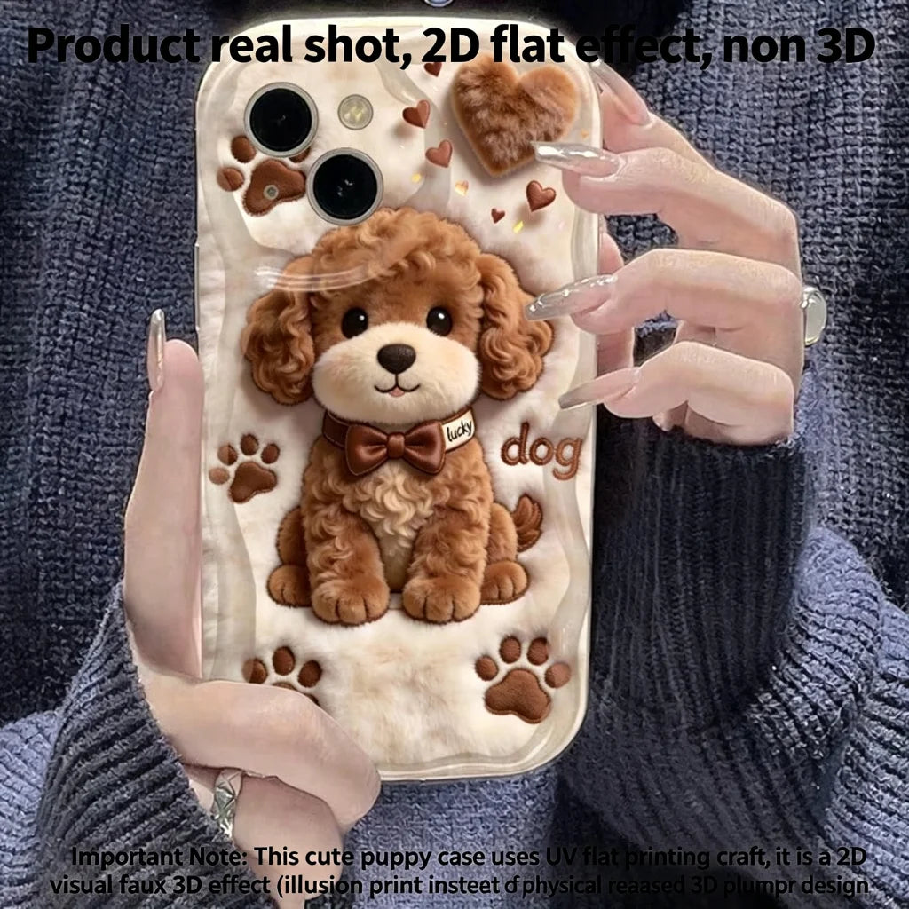 Funda Protectora para Teléfono con Diseño Plano 2D de Perro de Peluche de Dibujos Animados, a Prueba de Golpes, para iPhone 17 16 15 14 13 12 11 Pro Max 16PLUS 16E 17E