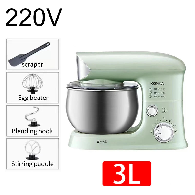 Máquina de Cocina Multifuncional 2026, Amasadora de Masa Pequeña de 3-5 Litros, Batidora de Huevos Eléctrica Automática para el Hogar