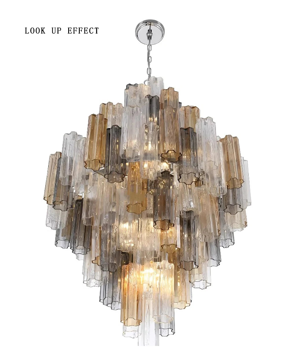 Lámparas de lujo, candelabro de cristal antracita, brillo dorado, regulable, lámpara de techo, iluminación para sala de estar, iluminación interior para el hogar