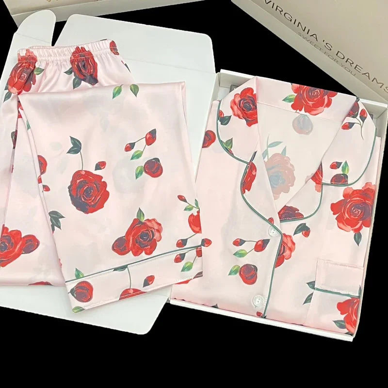 Ropa de dormir con estampado de estética para mujer, pijamas dulces Y2k, estilo europeo, elegante, con clase, a la moda, primavera y otoño