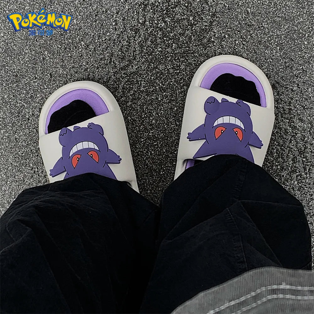 Kawaii Pokemon Anime periféricos Gengar dibujos animados sandalias al aire libre verano casa zapatos chanclas regalo de cumpleaños