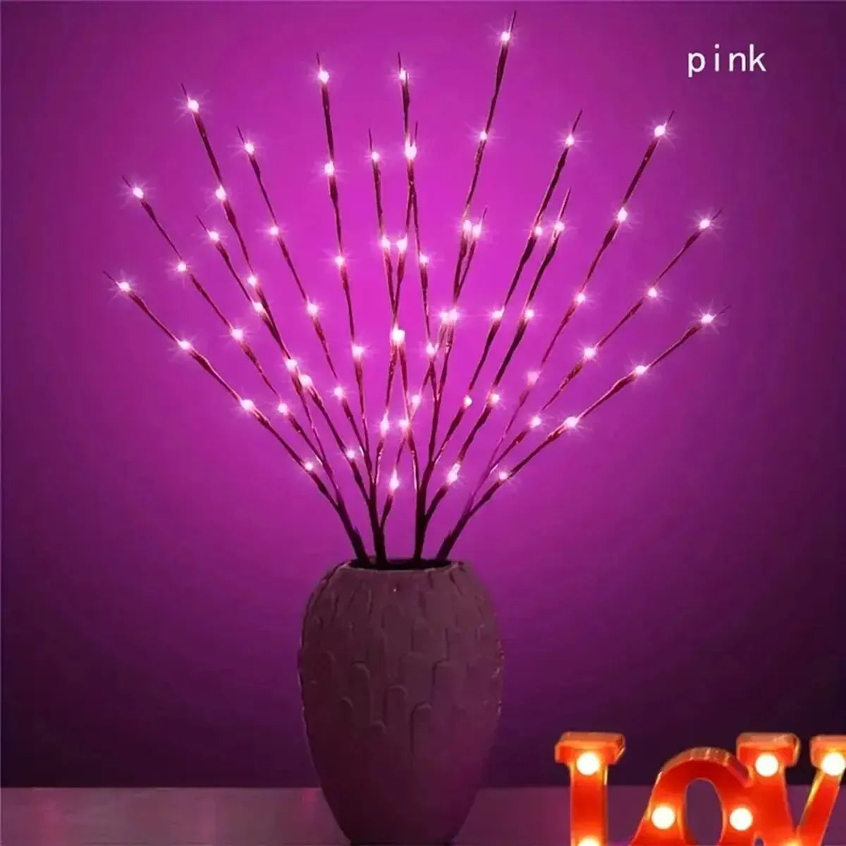 Luces LED de rama de árbol para decoración navideña, 1 piezas, 20LED, funciona con pilas, para el hogar, jarrón interior, Festival de vacaciones