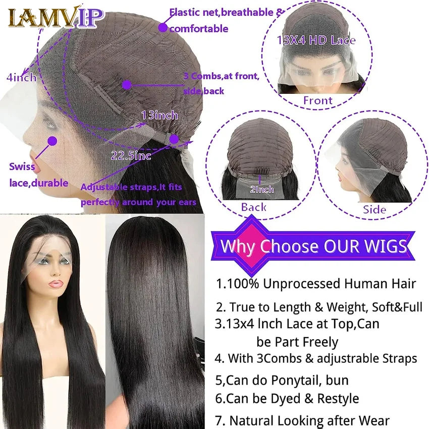 Peluca Frontal de encaje HD de 220 de densidad, pelucas de cabello humano liso de hueso, peluca de pelo de bebé suave Frontal transparente HD 13x4 13x6 pulgadas