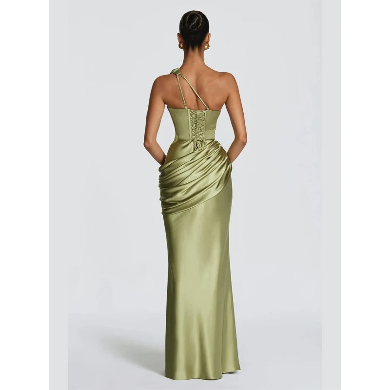Vestido Maxi Plisado Sólido Sexy con Cuello Halter para Mujer, sin Mangas, sin Espalda, con Cintura Ajustada y Abertura, Vestidos de Fiesta de Verano 2026