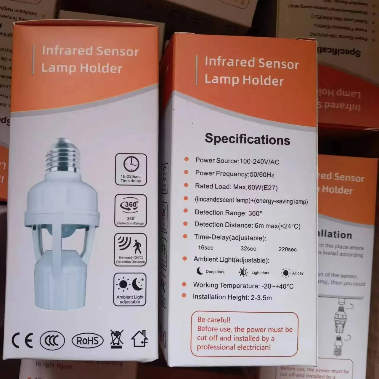 Base de lámpara Led con Sensor de movimiento, convertidor de enchufe E27, AC100-240V, adaptador de soporte de bombilla, interruptor ajustable, inducción humana PIR
