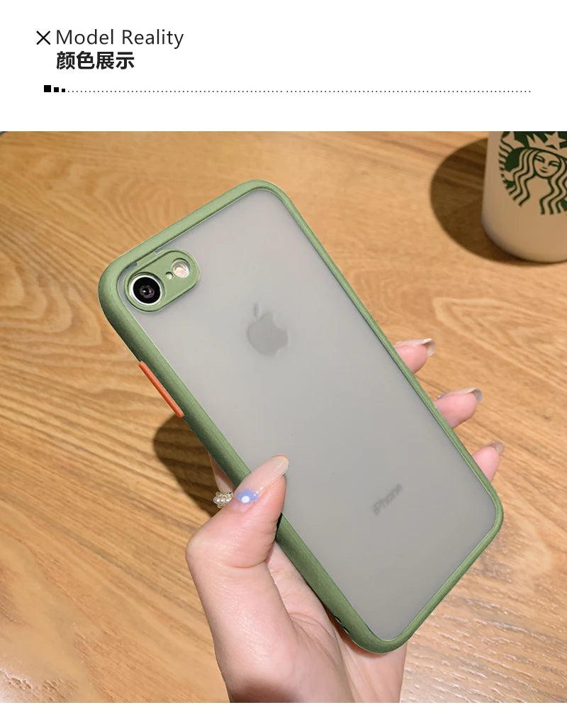 Funda anticaída 2 en 1 para iphone, carcasa protectora de poros finos, esmerilada, para iphone SE 2020, 7, 8, SE2, 2020, 2022