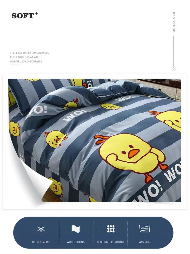 Juego de fundas de edredón de tamaño King de dibujos animados, 220x240, agradable para la piel, manta, funda de edredón y funda de almohada
