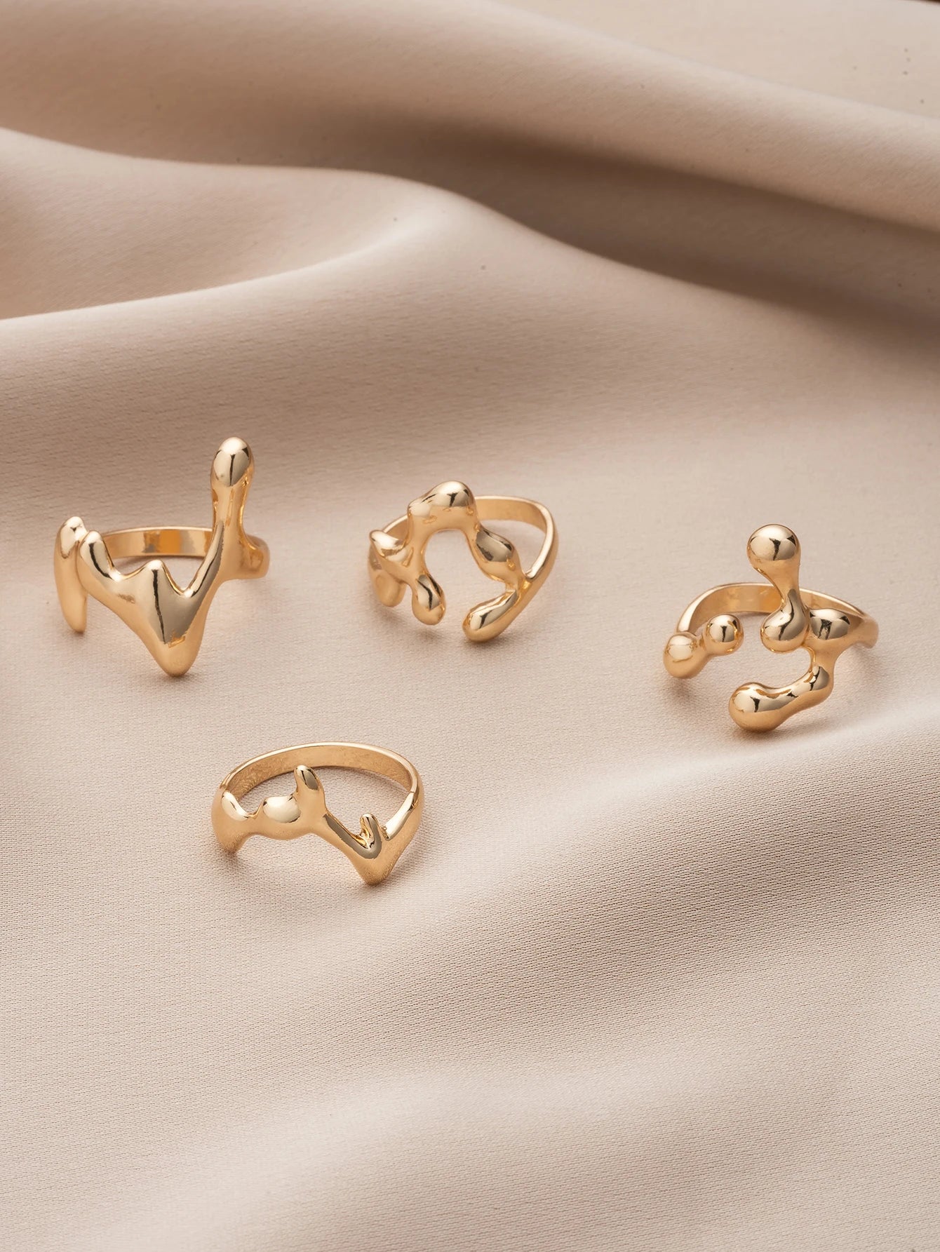 4 Uds. Conjunto de anillos para mujer con forma de gota de agua geométrica de moda Hip Hop joyería de bola para Festival de Música