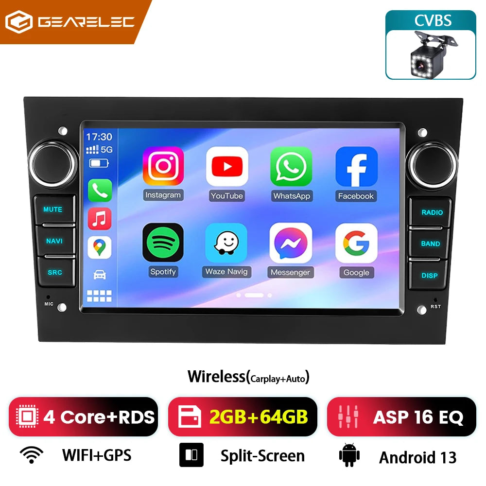 Radio Multimedia de coche 2Din para Opel Astra Antara Corsa 7 pulgadas inalámbrico CarPlay Android Auto receptor de Radio FM reproductor estéreo de coche