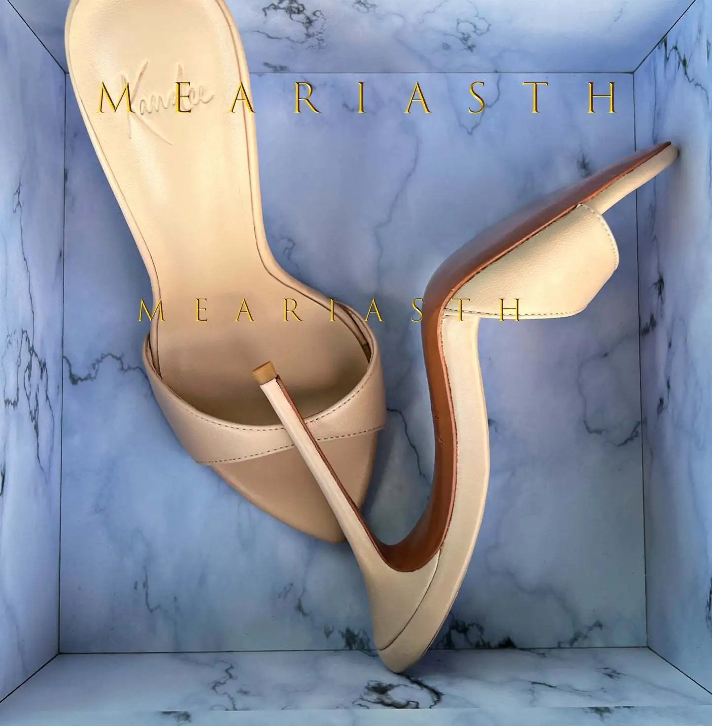 2025 Peep Toe Sexy verano mujer mulas bombas sandalias elegante súper fino tacones altos mula Oficina señora zapatos de fiesta zapatillas sandalias