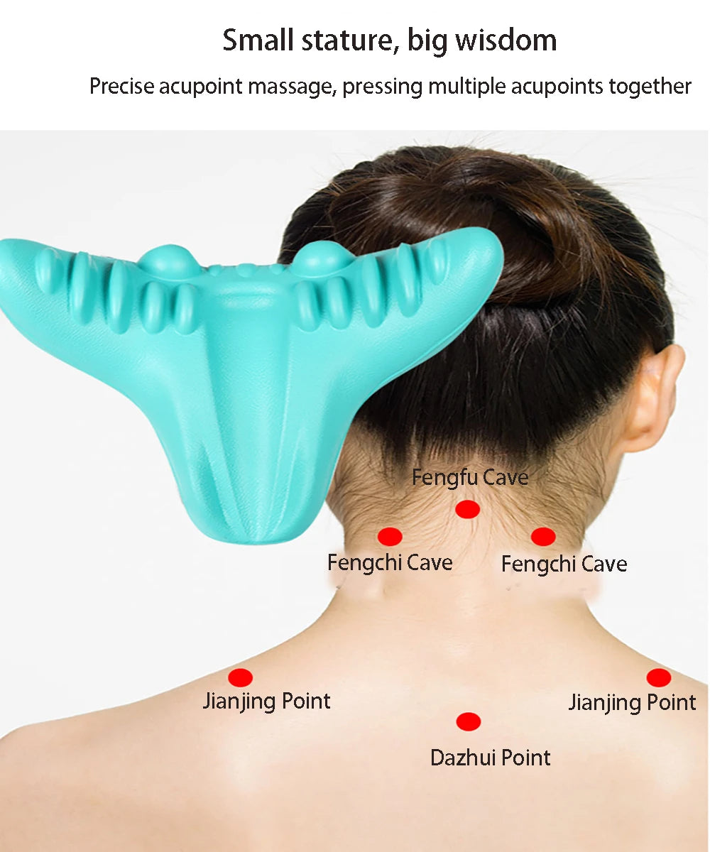 Camilla relajante para cuello y hombros, dispositivo de tracción quiropráctica Cervical, almohada de masaje para aliviar el dolor, alineación de la columna Cervical