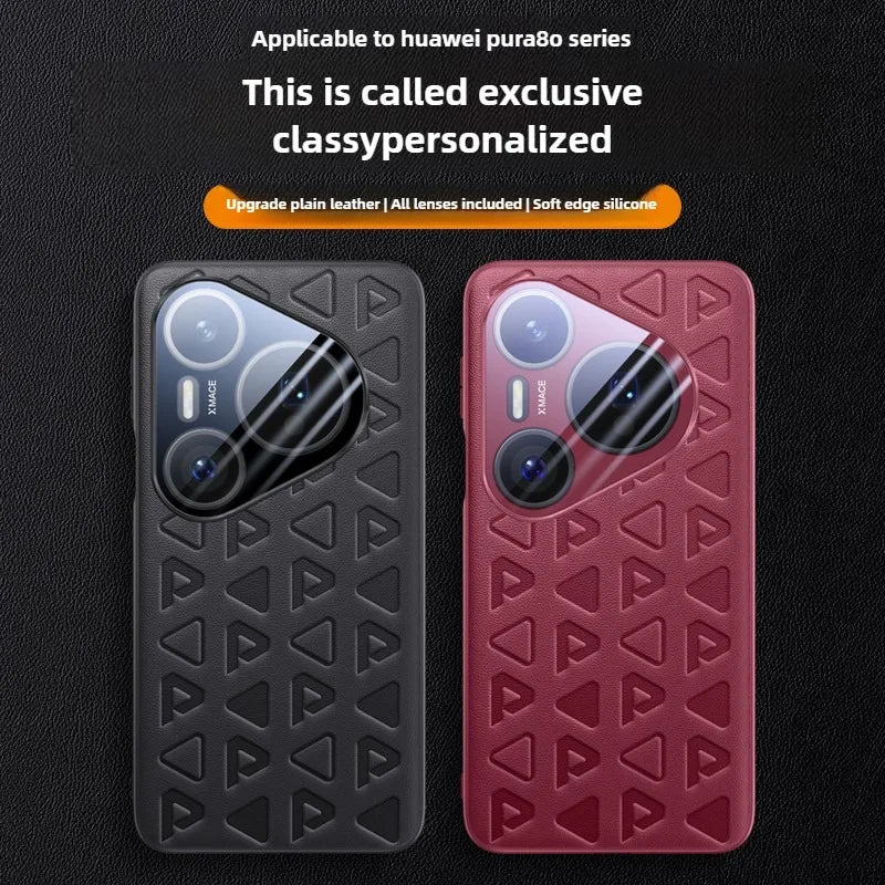 Funda Original en relieve para HUAWEI PURA 80 PRO / PURA80 Ultra, fundas de cuero PU, funda trasera dura a prueba de golpes, funda de piel