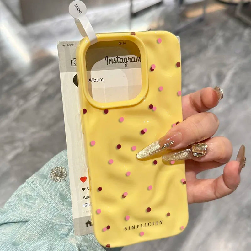 Funda de teléfono con textura de lunares de amor para iPhone 15 16 17 Pro Max, fundas para iPhone 13 14 12 11 Pro 16 Plus 17 Air, funda a prueba de golpes