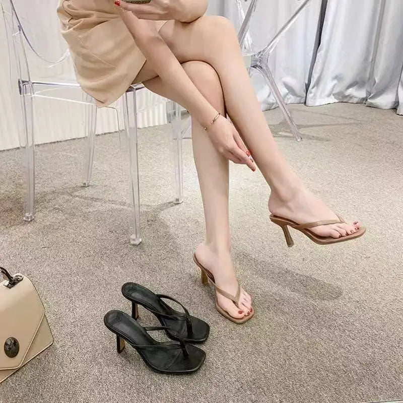 Sandalias De tacón a la moda para Mujer, zapatillas nobles con tacones y piernas delgados, Sandalias con punta cuadrada para verano, Sandalias De Mujer