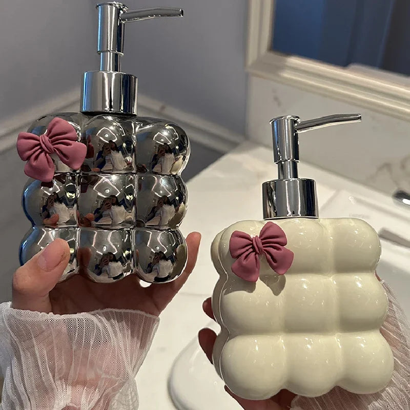 Suministros de baño, botella de emulsión de cerámica, botella de prensa de Gel de ducha para baño, dispensador de jabón creativo, decoración de baño moderna