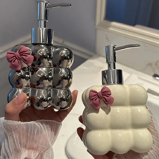 Suministros de baño, botella de emulsión de cerámica, botella de prensa de Gel de ducha para baño, dispensador de jabón creativo, decoración de baño moderna