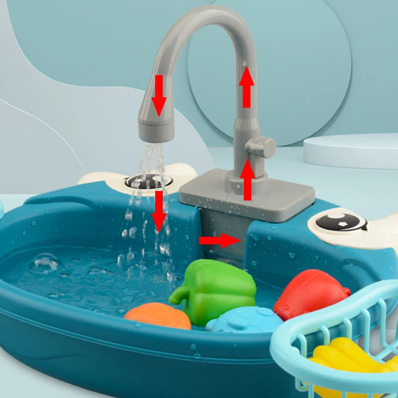 Fregadero de cocina para niños, juguetes de simulación, lavavajillas eléctrico, Mini cocina, comida, juego de casa de juego de imitación, juego de rol para niños, juguetes para niñas