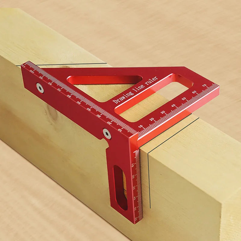 Transportador cuadrado de carpintero, regla triangular de inglete de aluminio, multiángulo 3D, regla de medición de diseño de 45/90 grados