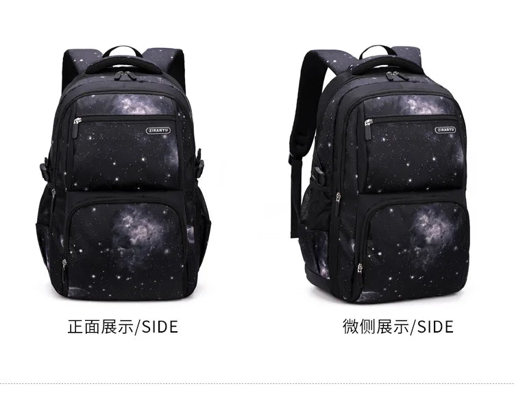 Nuevo conjunto de 3 uds de mochilas para niños, bolso escolar con patrón de cielo estrellado para estudiantes, bolso escolar impermeable con bolsa de almuerzo, estuche para lápices