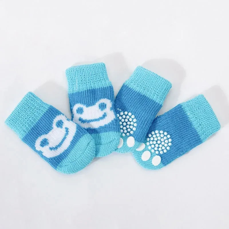 4Pcs/Set Pet Socks Anti Slip Dog Foot Cover Set Teddy Dog Shoes Set 4 Dogs Socks Puppy Socks Dogs Shoes for Small Dogs