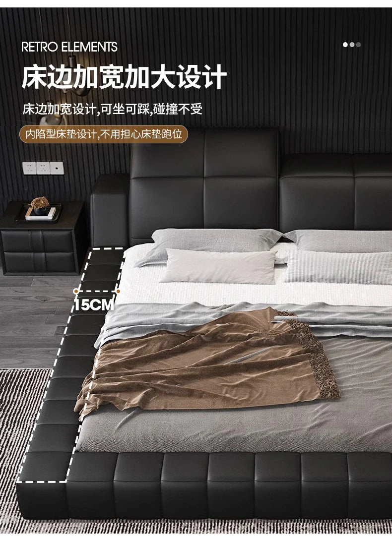 Tatami italiano de cuero Artificial de 180x200cm, cabecero alto, muebles de cama doble de lujo, juegos de cama con marco queen, muebles completos