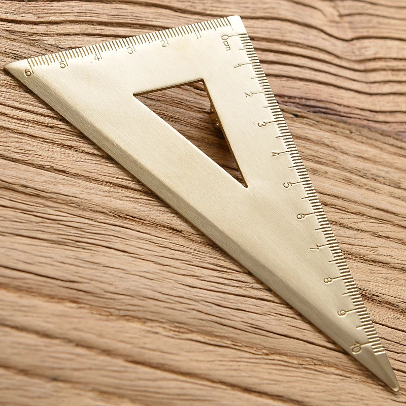 Reglas rectas de latón Retro, regla triangular de Metal de centímetros y pulgadas, transportador, herramienta de medición de papelería, suministros escolares y de oficina