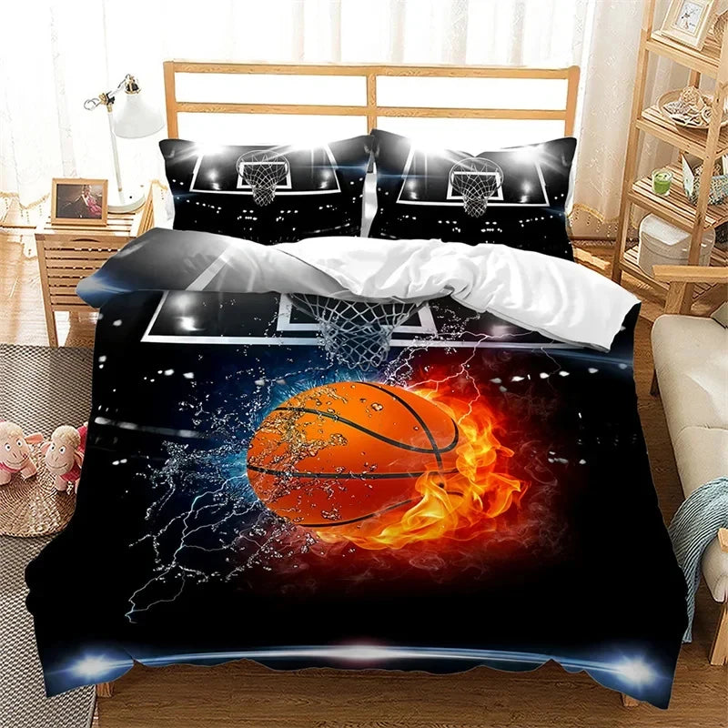 Funda nórdica de baloncesto, juego de cama deportivo para juegos, funda de edredón para jugadores de baloncesto, dormitorio para adolescentes y adultos