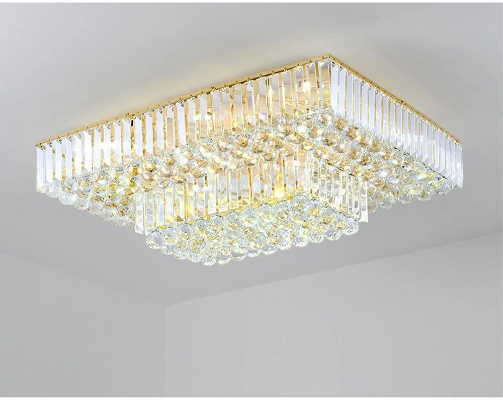 Luces de techo LED redondas clásicas, candelabros de cristal de lujo, decoración del hogar, plafón para sala de estar