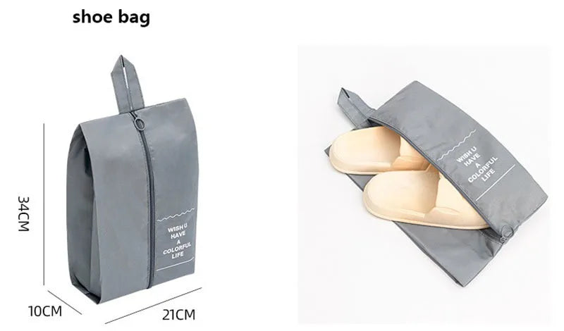 Juego de 7/8/9 piezas de bolsas de almacenamiento de viaje, artículos de tocador digitales, zapatos, bolsa organizadora de ropa, maleta, bolsa ordenada para ropa, juego de cubos de embalaje