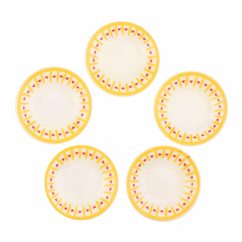 5 Piezas de Mini Platos para Casa de Muñecas 1/12, Modelo de Simulación de Cocina, Decoración para Casa de Muñecas, Accesorios para Casa de Muñecas, Juguetes de Imitación