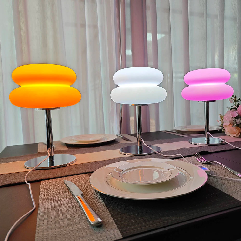 Lámpara de mesa, lámparas de dormitorio, enchufe USB, lámpara de mesa LED con forma de seta, iluminación ambiental para sala de estar y comedor (no de vidrio)