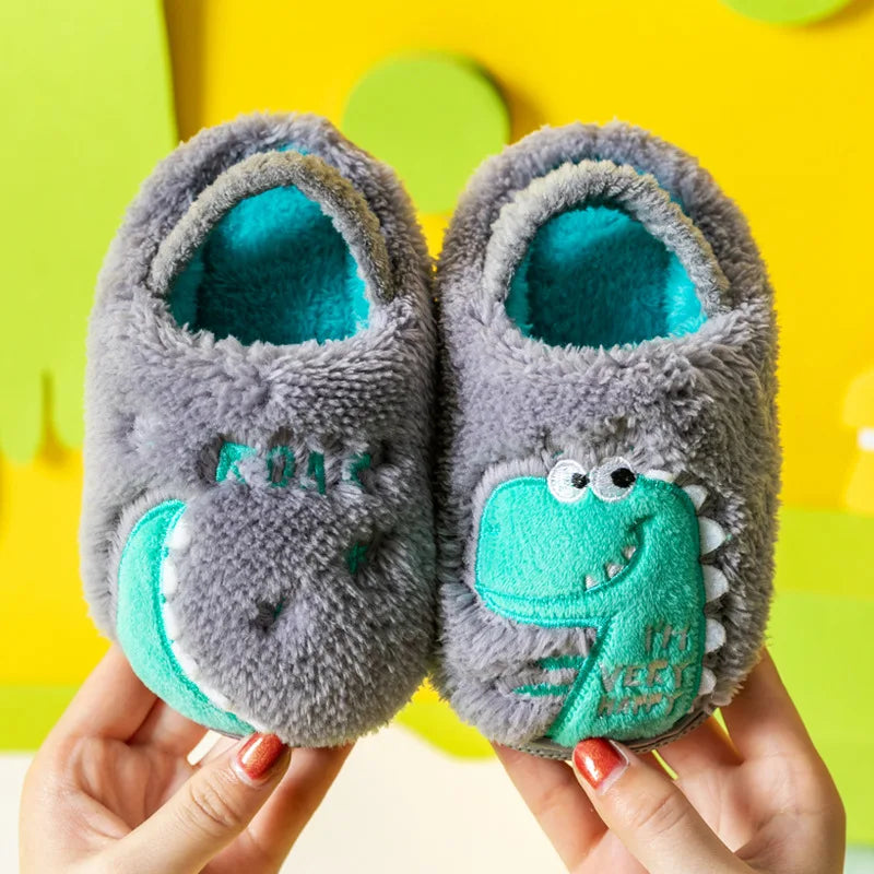 Zapatillas de algodón para bebé de 1 a 3 años, 2 hombres, Otoño/Invierno, antideslizantes para interiores, zapatos de algodón de felpa para niños, bolso con tacón para el hogar