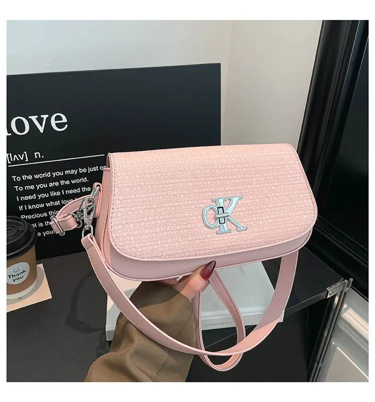 Bolso Bandolera de Lujo Exclusivo para Mujer, con Logotipo de Diseñador, Gran Capacidad, de Cuero, Elegante, Texturizado, para el Día a Día