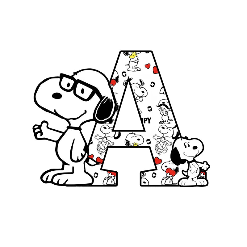 Estuche de Lápices de Gran Capacidad con Diseño de Snoopy para Estudiantes, Estuche de Lápices con Letras de la A a la Z Estampadas, Estuche de Almacenamiento de Papelería de Moda para Niños y Niñas