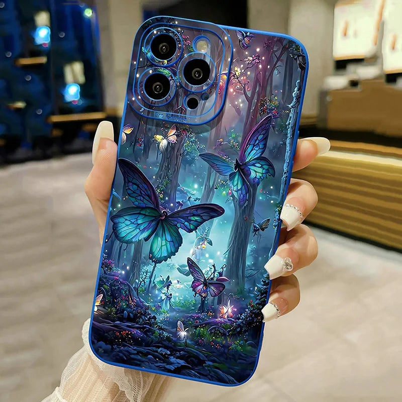 Funda para iPhone 16 The Dark Butterfly Pattern Funda de teléfono para iPhone 17 Air 15 14 13 12 11 Pro Max X XR XS 7 8 Plus SE2 16E