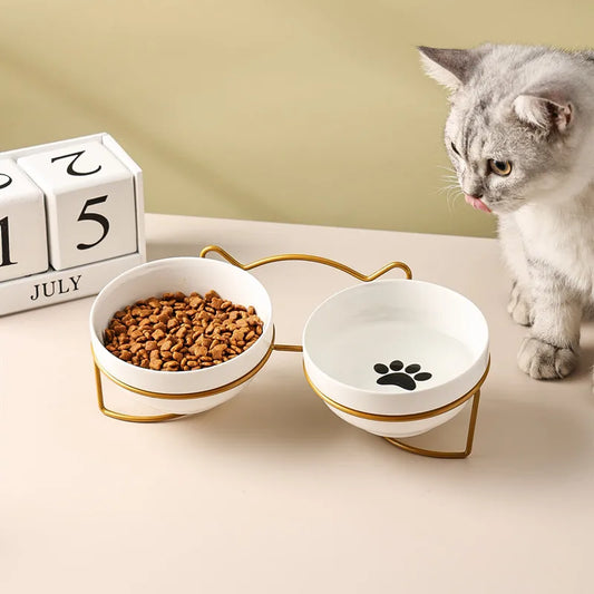1-3 uds protección Cervical creativa suministros para mascotas tazón doble de cerámica para gatos tazón de cerámica para gatos tazón de comida tazón de comida para perros agua potable tazón de comida