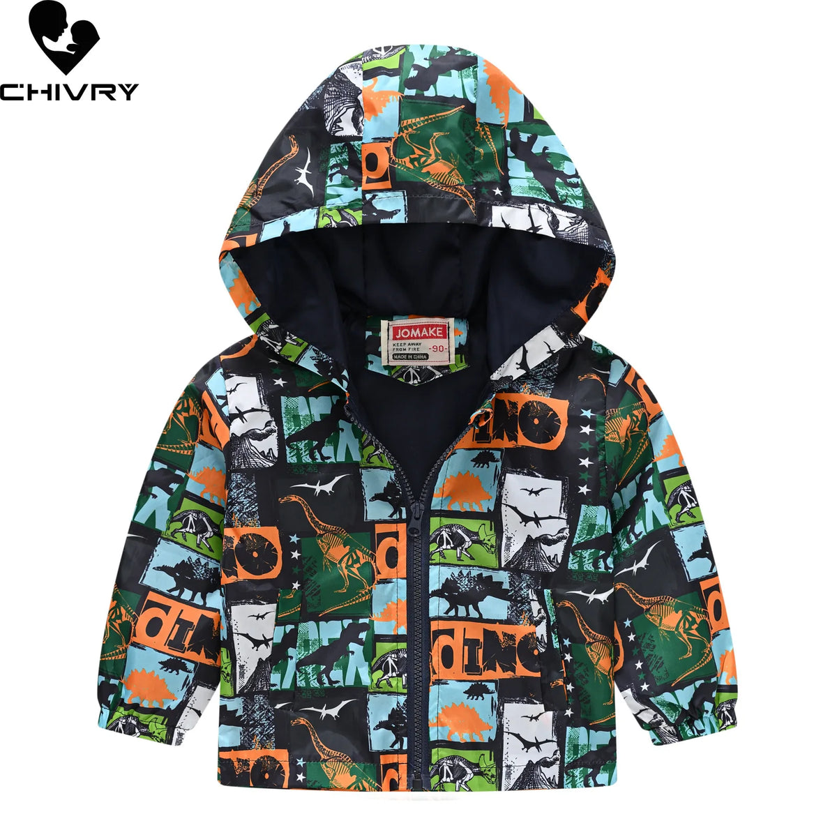 Chaqueta impermeable con capucha para niños y niñas, cortavientos con cremallera y estampado de dinosaurio de dibujos animados, a la moda, novedad
